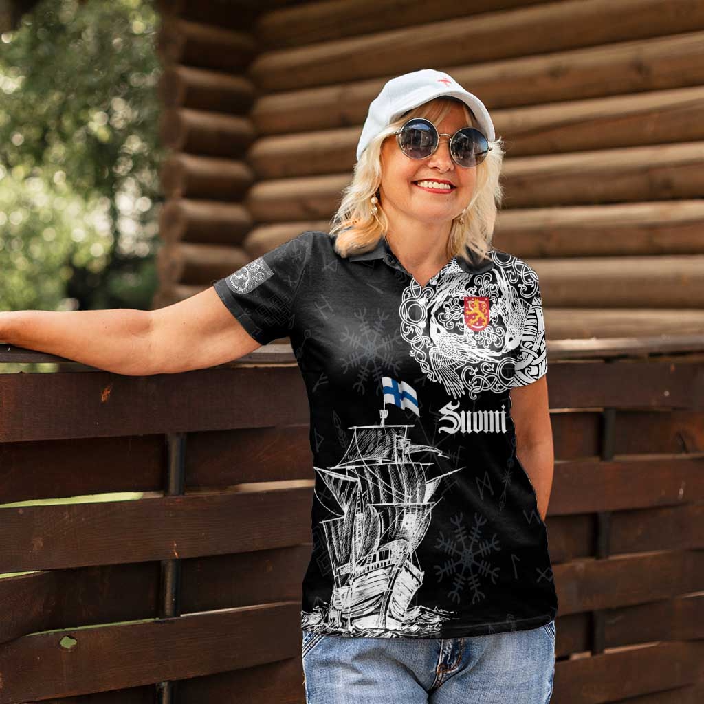 Finland Vikings Culture Women Polo Shirt Suomi Viking Ships