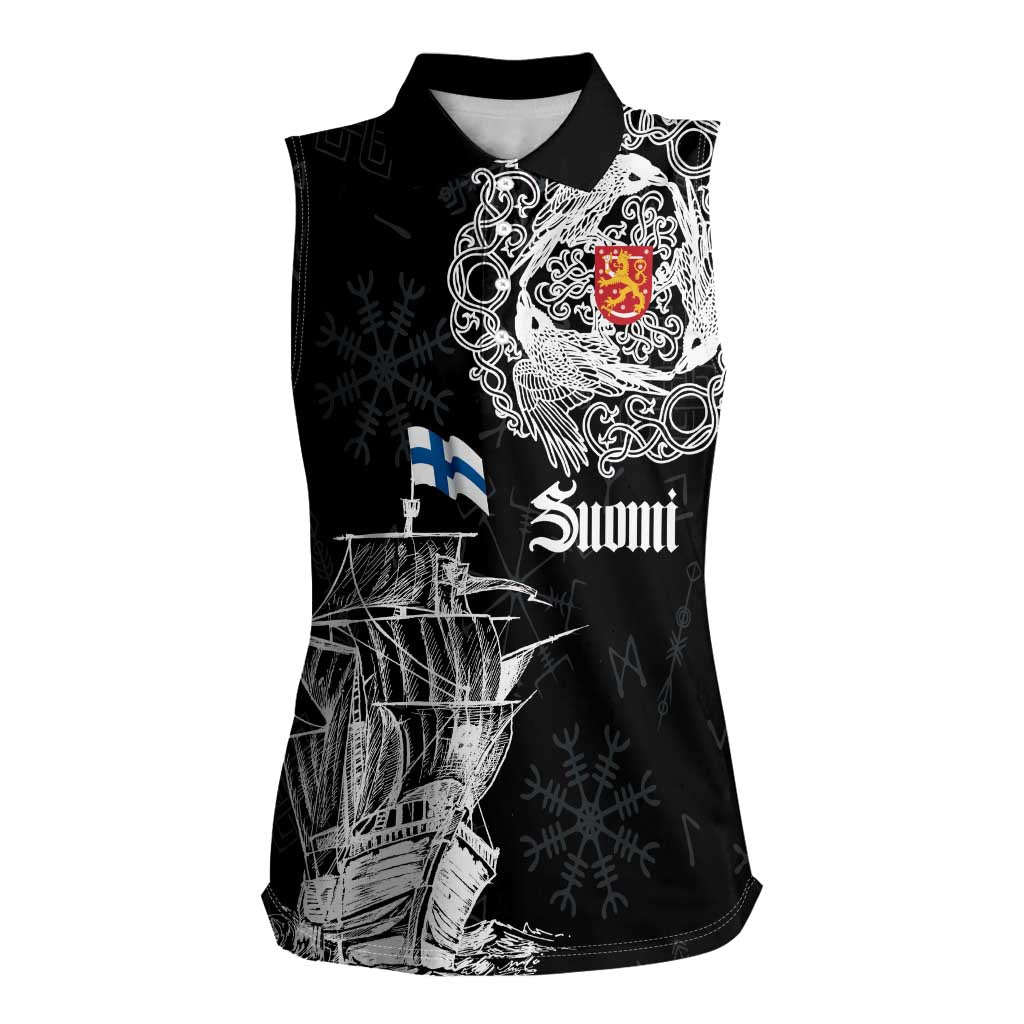 Finland Vikings Culture Women Sleeveless Polo Shirt Suomi Viking Ships
