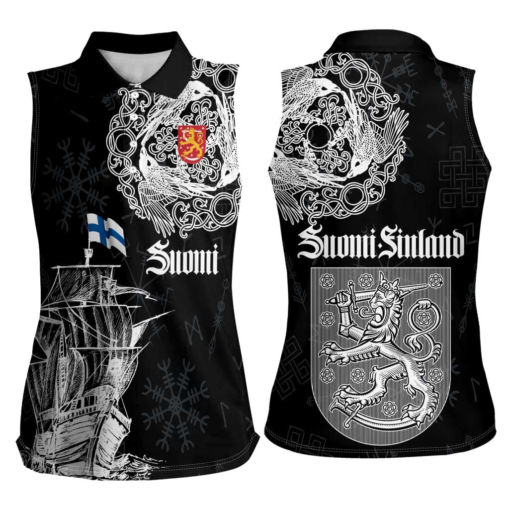 Finland Vikings Culture Women Sleeveless Polo Shirt Suomi Viking Ships
