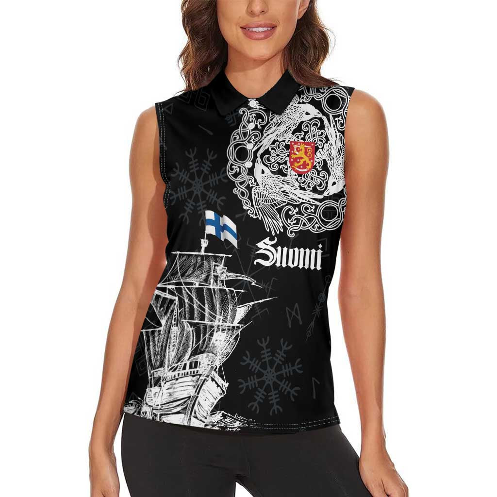 Finland Vikings Culture Women Sleeveless Polo Shirt Suomi Viking Ships