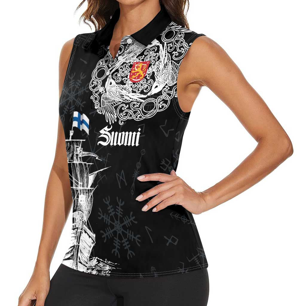 Finland Vikings Culture Women Sleeveless Polo Shirt Suomi Viking Ships