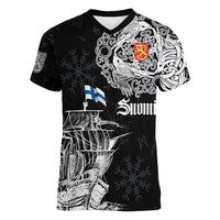 Finland Vikings Culture Women V-Neck T-Shirt Suomi Viking Ships