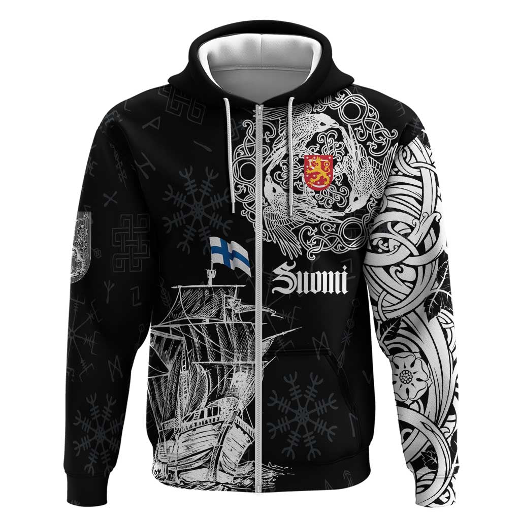 Finland Vikings Culture Zip Hoodie Suomi Viking Ships