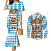 Germany Oktoberfest Couples Matching Mermaid Dress and Long Sleeve Button Shirt Lederhosen Costume