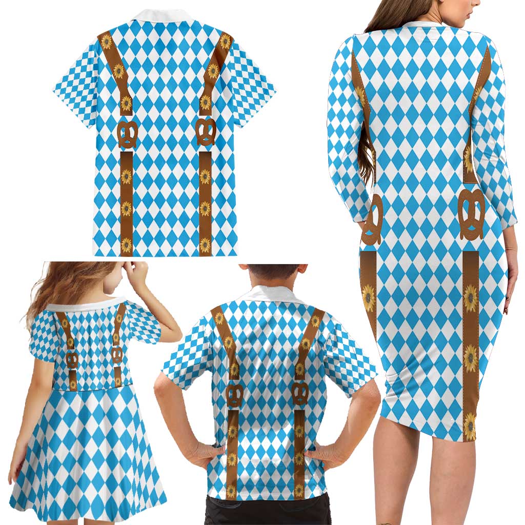 Germany Oktoberfest Family Matching Long Sleeve Bodycon Dress and Hawaiian Shirt Lederhosen Costume