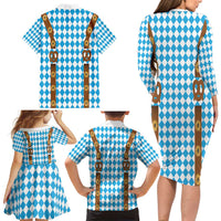 Germany Oktoberfest Family Matching Long Sleeve Bodycon Dress and Hawaiian Shirt Lederhosen Costume