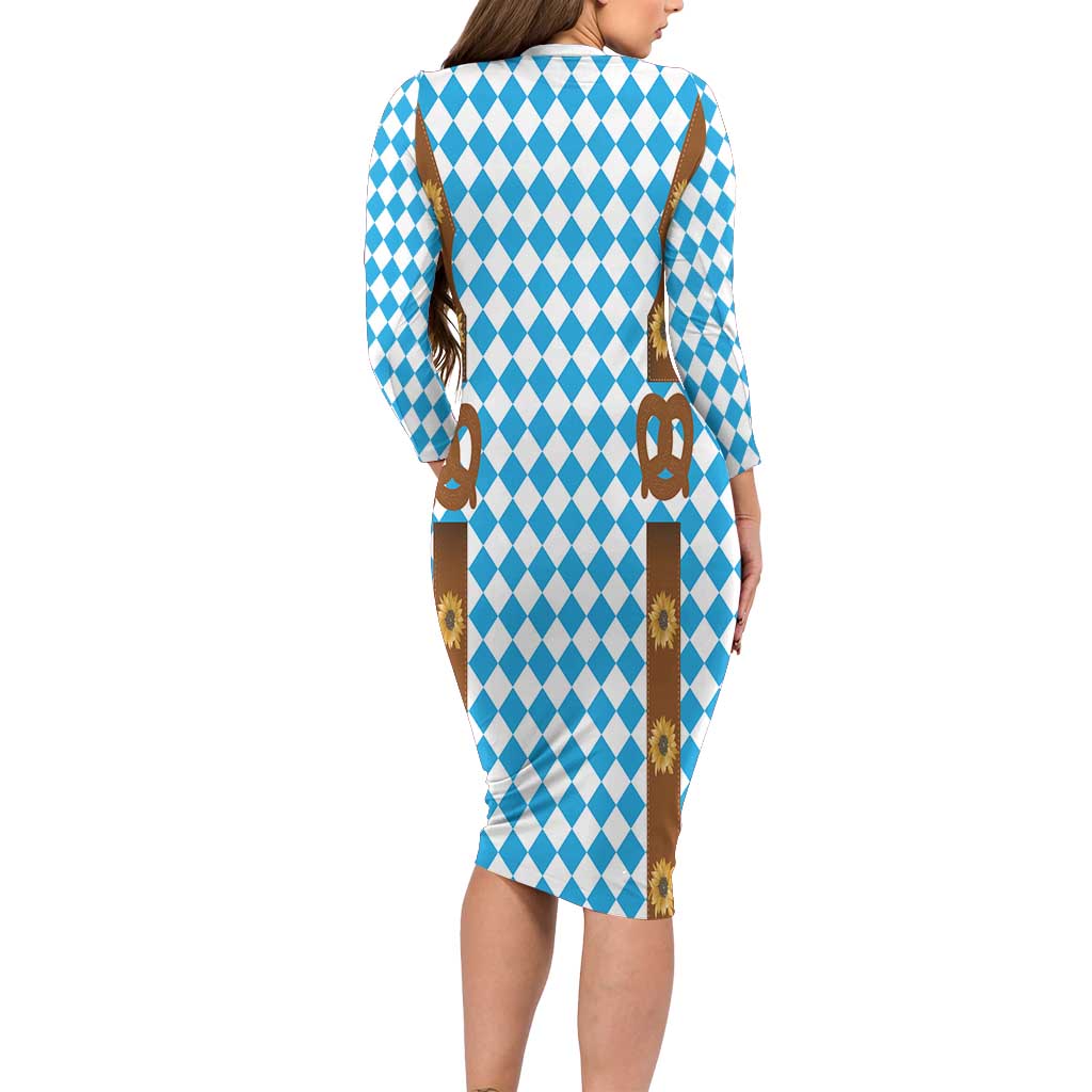 Germany Oktoberfest Family Matching Long Sleeve Bodycon Dress and Hawaiian Shirt Lederhosen Costume