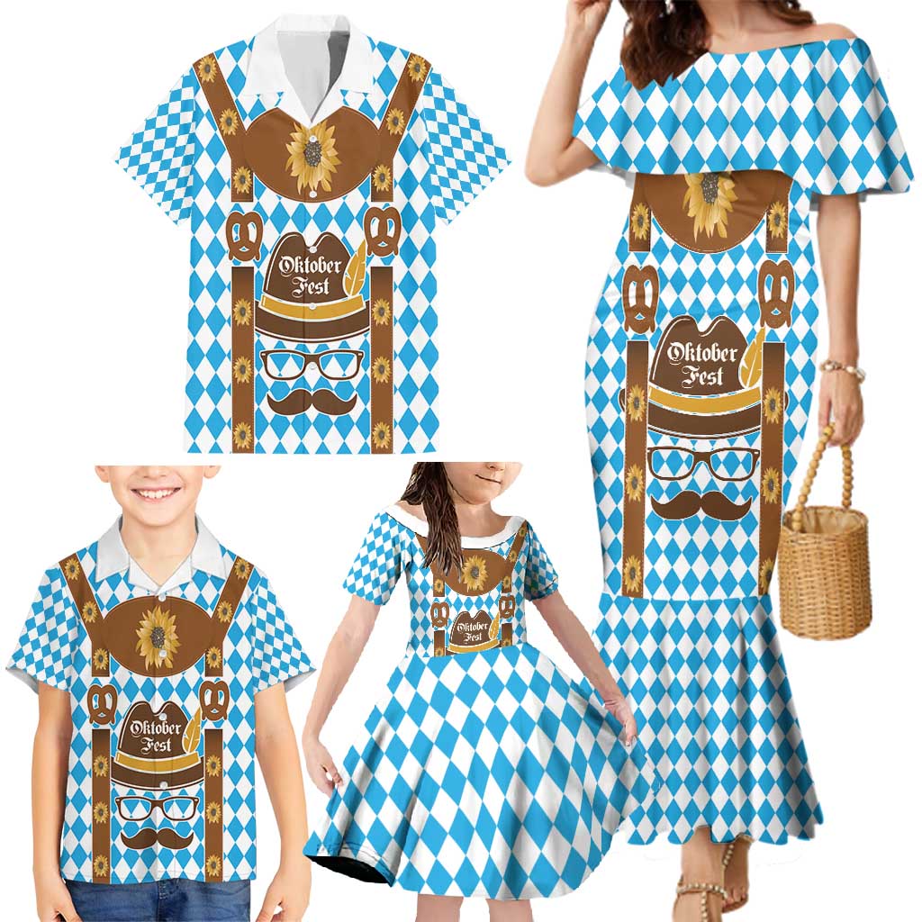 Germany Oktoberfest Family Matching Mermaid Dress and Hawaiian Shirt Lederhosen Costume