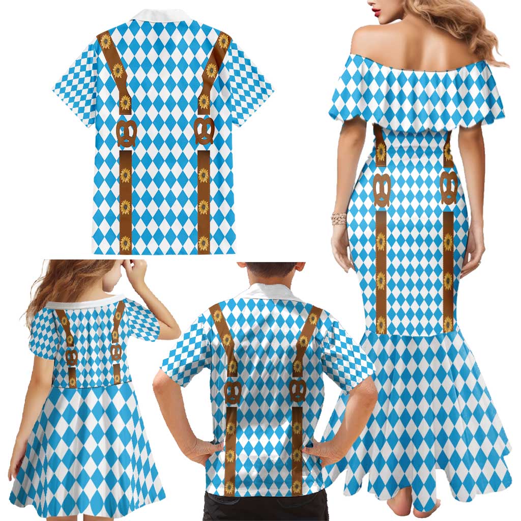 Germany Oktoberfest Family Matching Mermaid Dress and Hawaiian Shirt Lederhosen Costume
