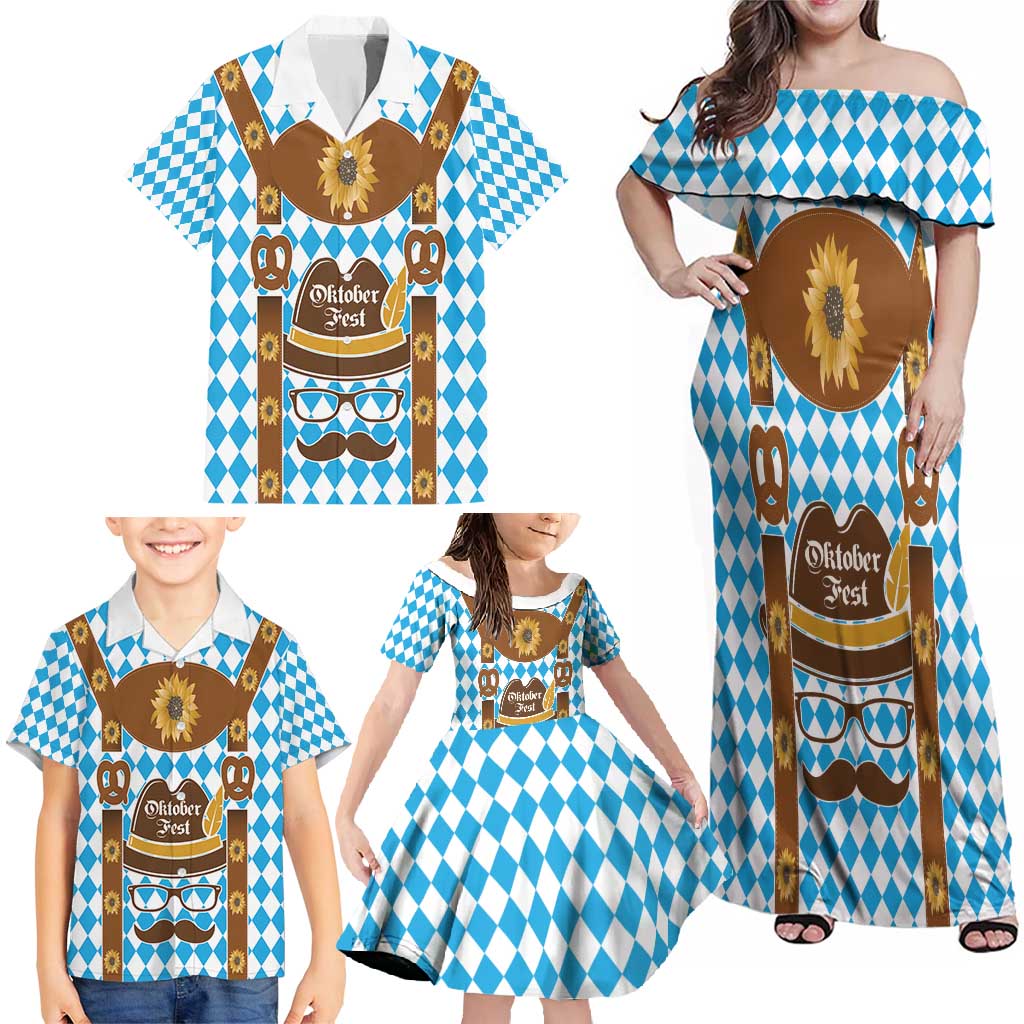 Germany Oktoberfest Family Matching Off Shoulder Maxi Dress and Hawaiian Shirt Lederhosen Costume