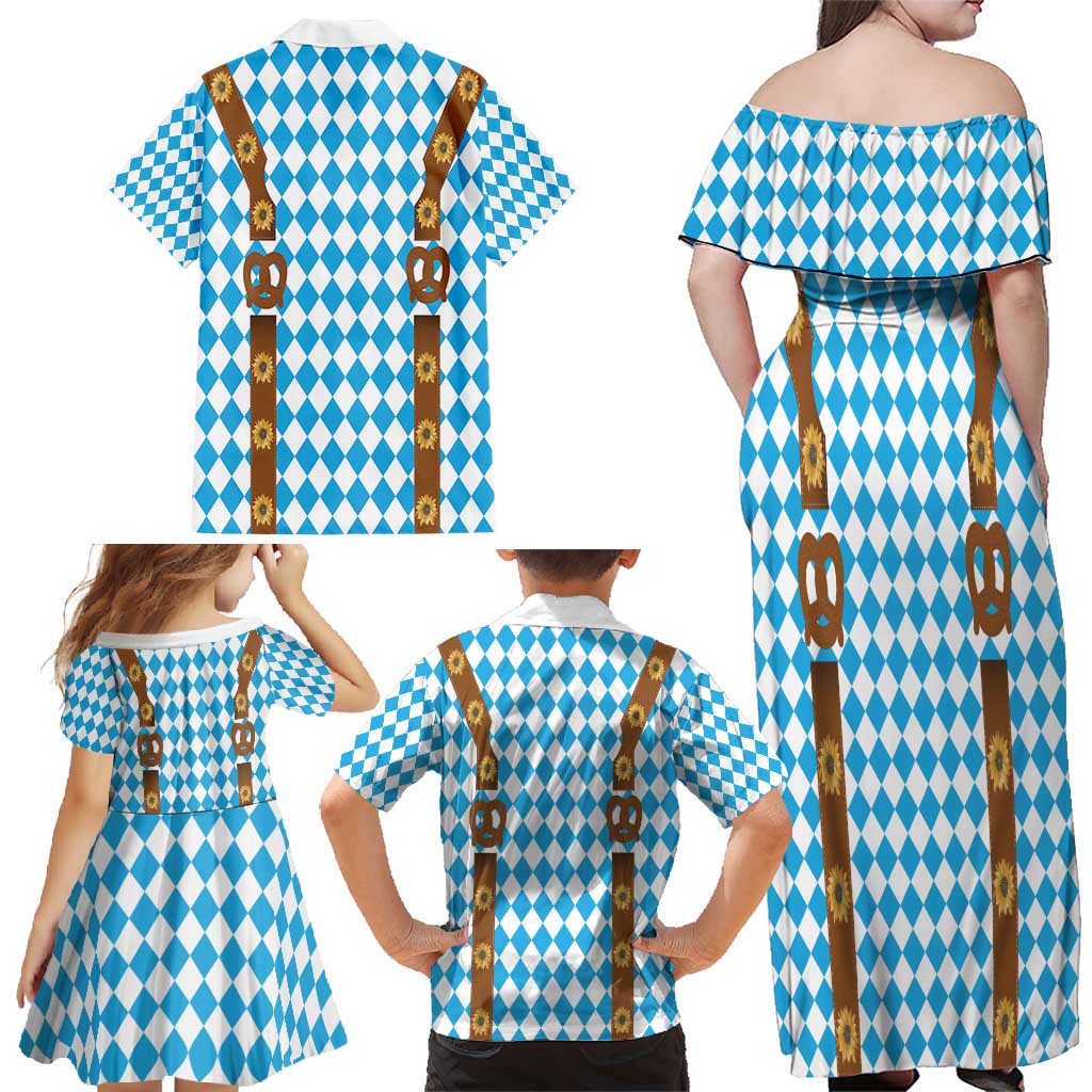 Germany Oktoberfest Family Matching Off Shoulder Maxi Dress and Hawaiian Shirt Lederhosen Costume