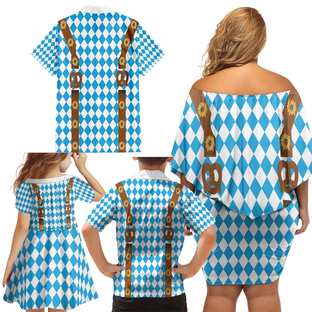 Germany Oktoberfest Family Matching Off Shoulder Short Dress and Hawaiian Shirt Lederhosen Costume