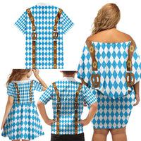 Germany Oktoberfest Family Matching Off Shoulder Short Dress and Hawaiian Shirt Lederhosen Costume