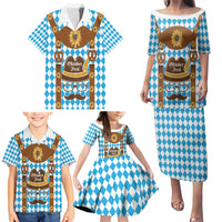 Germany Oktoberfest Family Matching Puletasi and Hawaiian Shirt Lederhosen Costume
