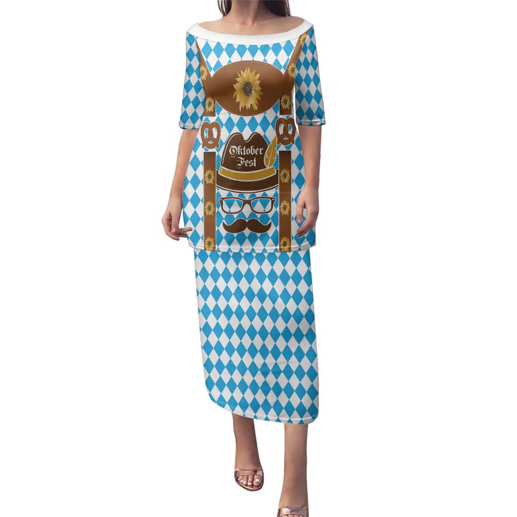 Germany Oktoberfest Family Matching Puletasi and Hawaiian Shirt Lederhosen Costume