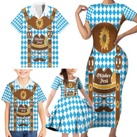 Germany Oktoberfest Family Matching Short Sleeve Bodycon Dress and Hawaiian Shirt Lederhosen Costume