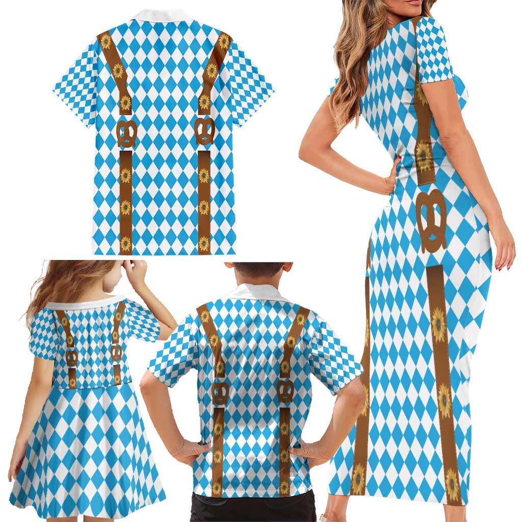 Germany Oktoberfest Family Matching Short Sleeve Bodycon Dress and Hawaiian Shirt Lederhosen Costume