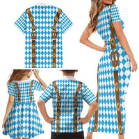 Germany Oktoberfest Family Matching Short Sleeve Bodycon Dress and Hawaiian Shirt Lederhosen Costume