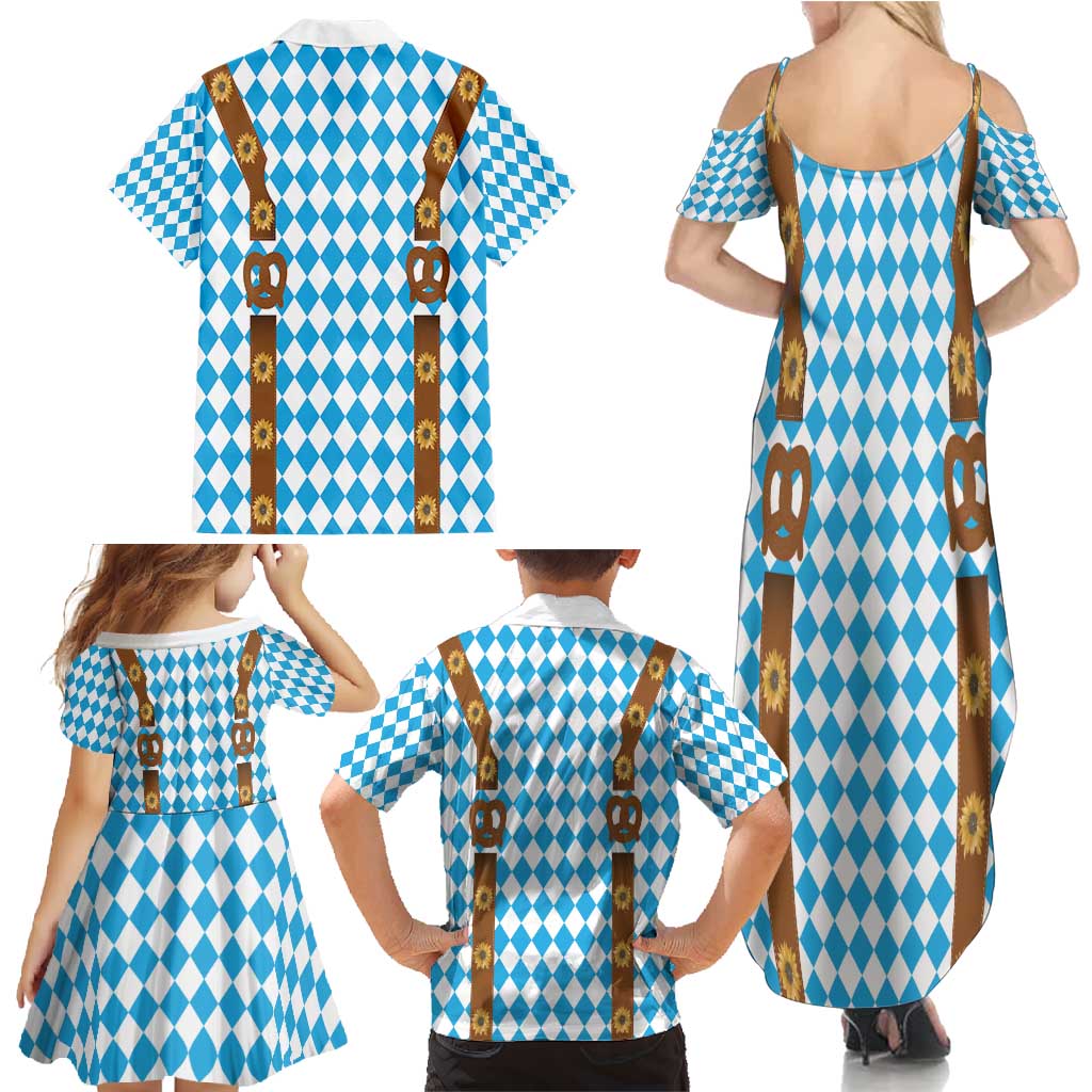 Germany Oktoberfest Family Matching Summer Maxi Dress and Hawaiian Shirt Lederhosen Costume