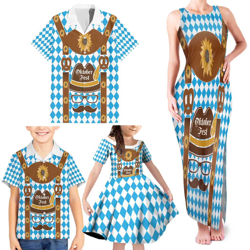 Germany Oktoberfest Family Matching Tank Maxi Dress and Hawaiian Shirt Lederhosen Costume
