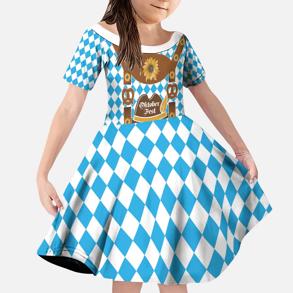 Germany Oktoberfest Kid Short Sleeve Dress Lederhosen Costume