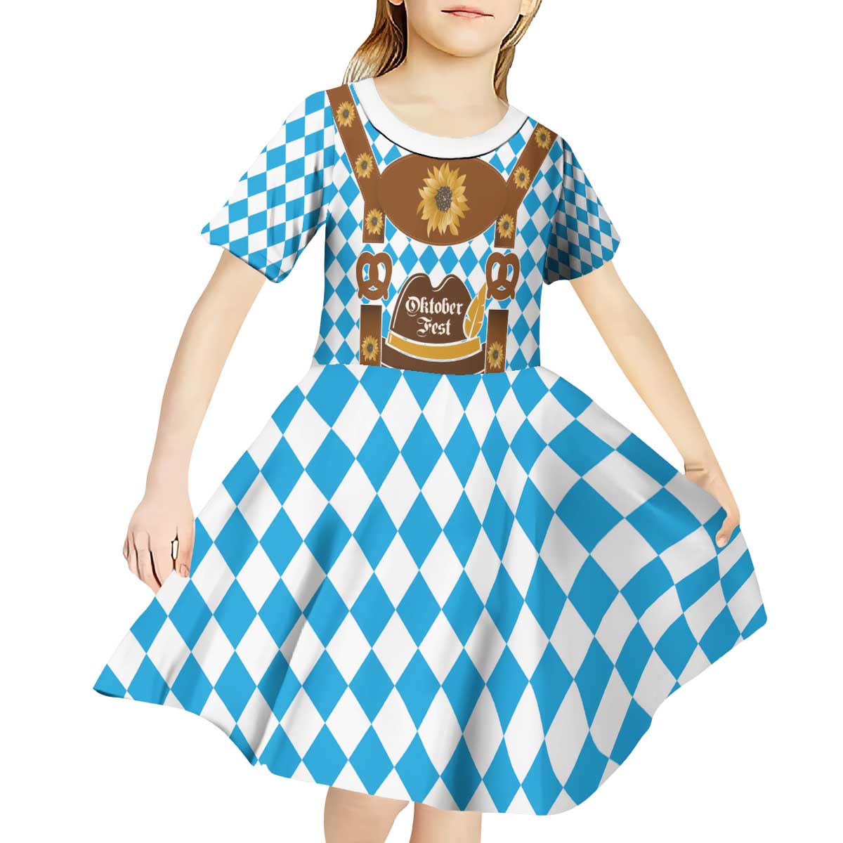 Germany Oktoberfest Kid Short Sleeve Dress Lederhosen Costume