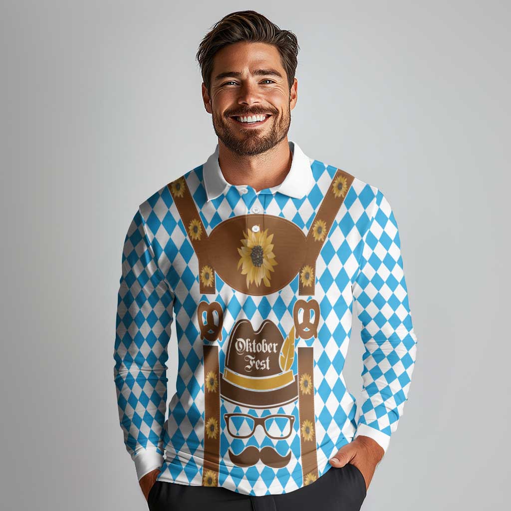 Germany Oktoberfest Long Sleeve Polo Shirt Lederhosen Costume