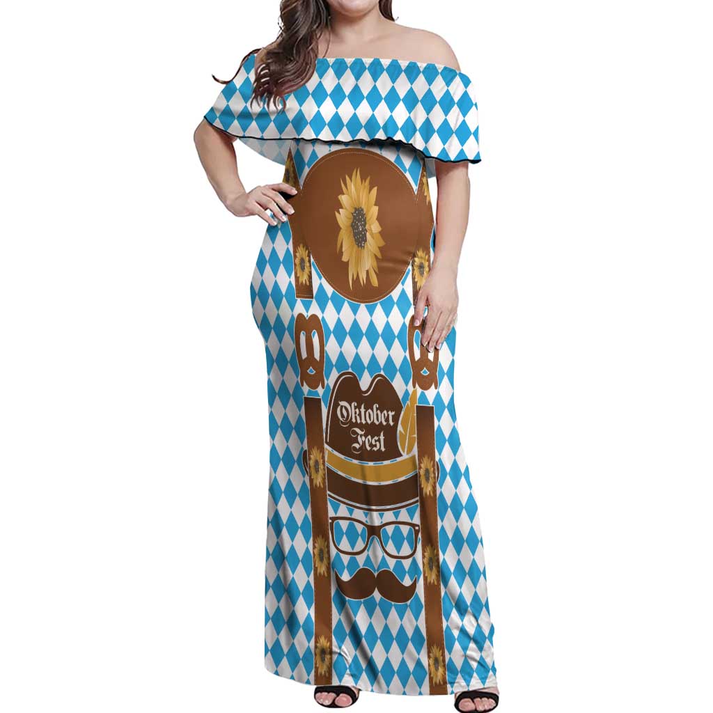 Germany Oktoberfest Off Shoulder Maxi Dress Lederhosen Costume
