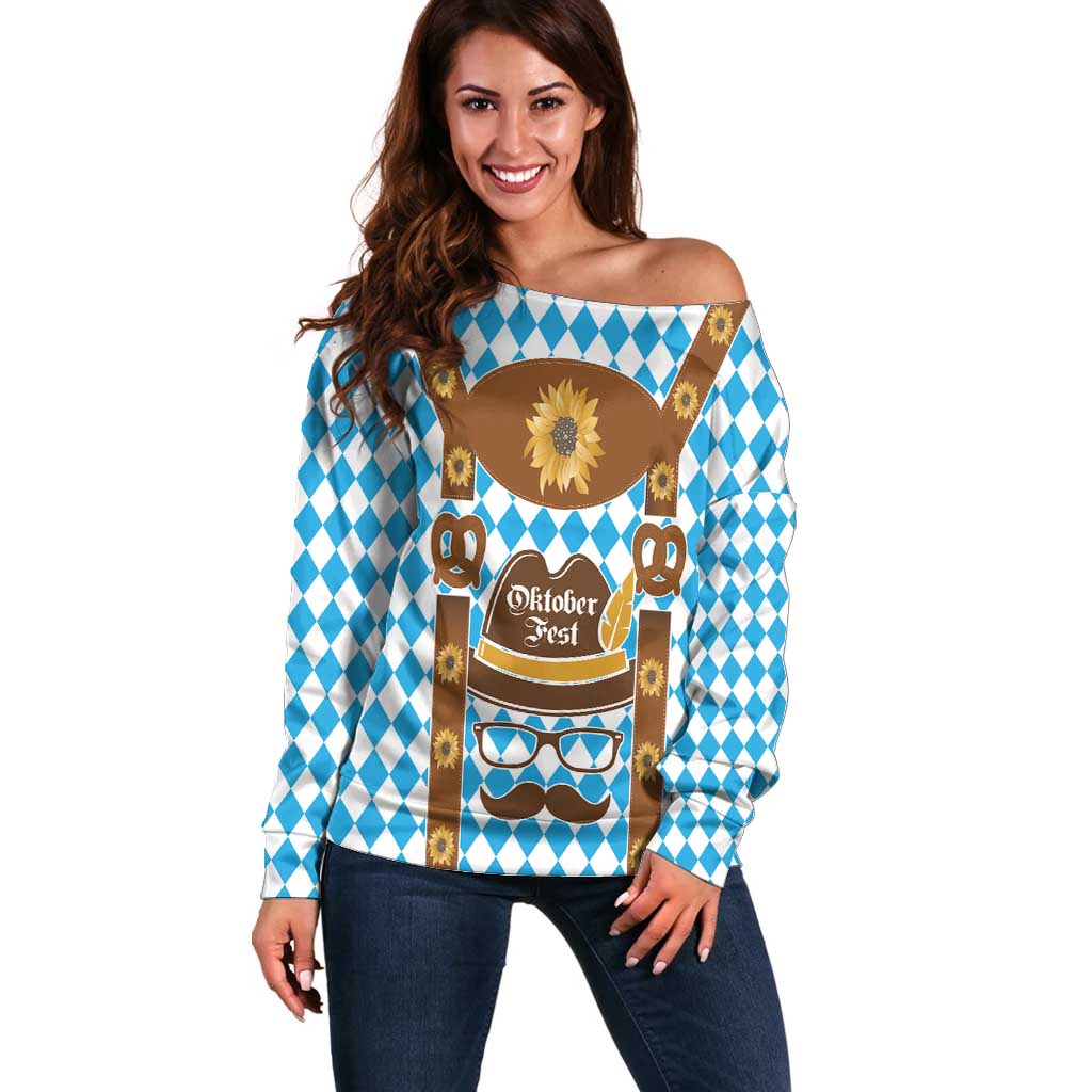 Germany Oktoberfest Off Shoulder Sweater Lederhosen Costume