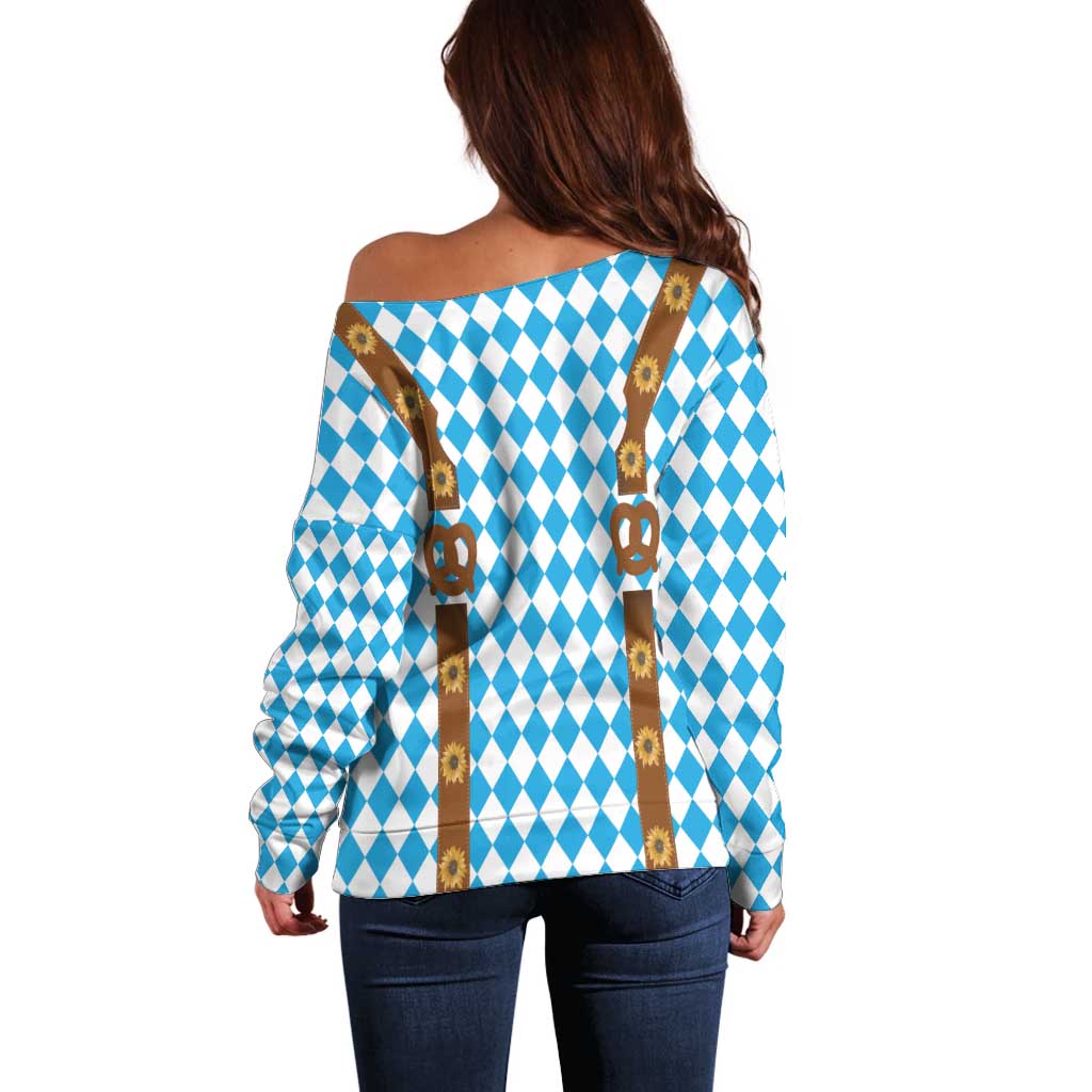 Germany Oktoberfest Off Shoulder Sweater Lederhosen Costume