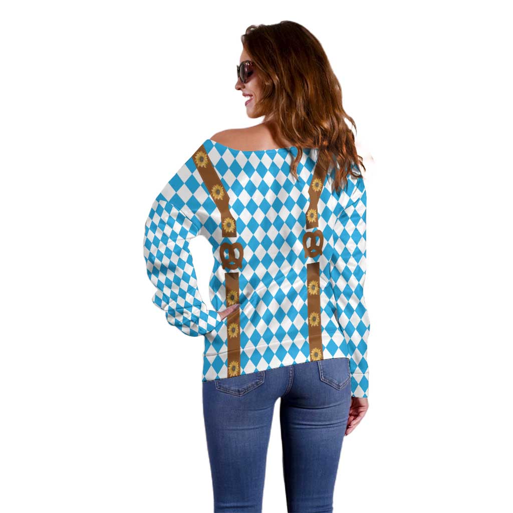 Germany Oktoberfest Off Shoulder Sweater Lederhosen Costume