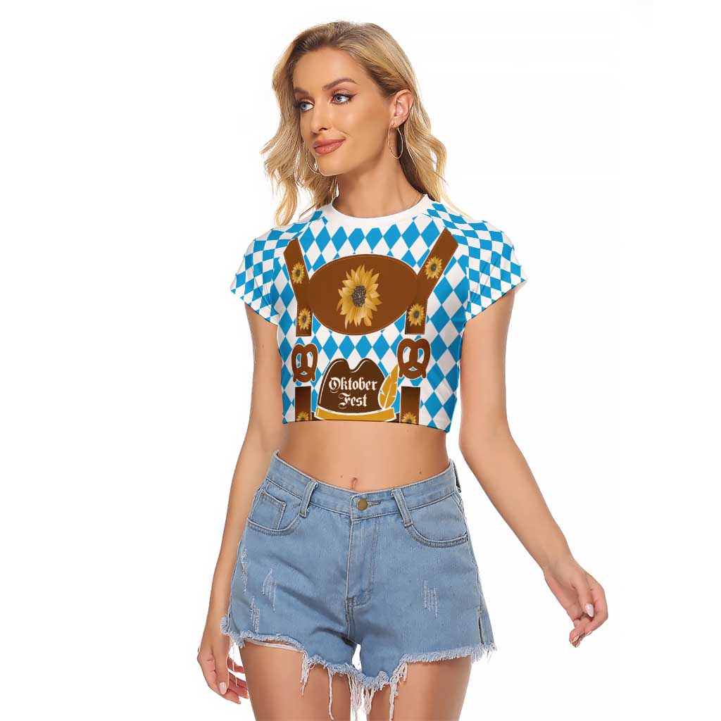 Germany Oktoberfest Raglan Cropped T Shirt Lederhosen Costume