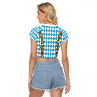 Germany Oktoberfest Raglan Cropped T Shirt Lederhosen Costume