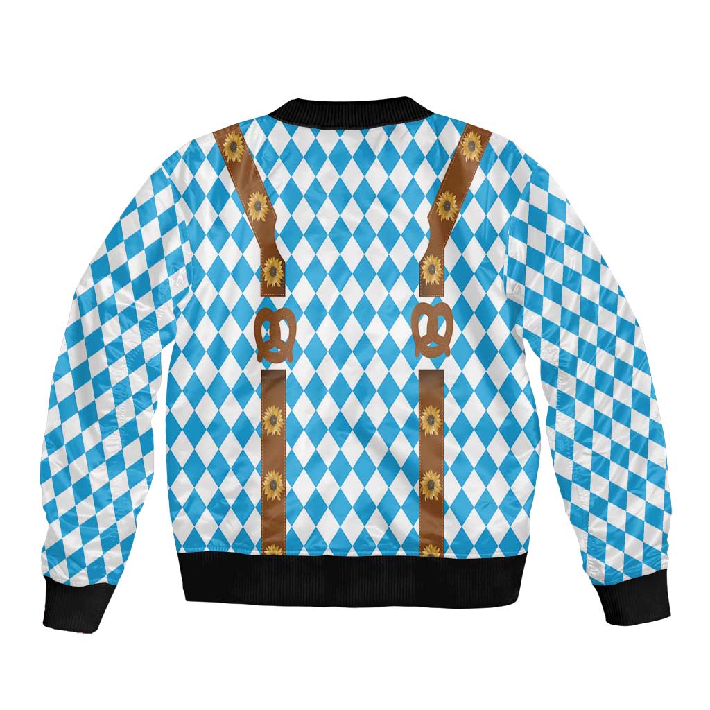 Germany Oktoberfest Sleeve Zip Bomber Jacket Lederhosen Costume