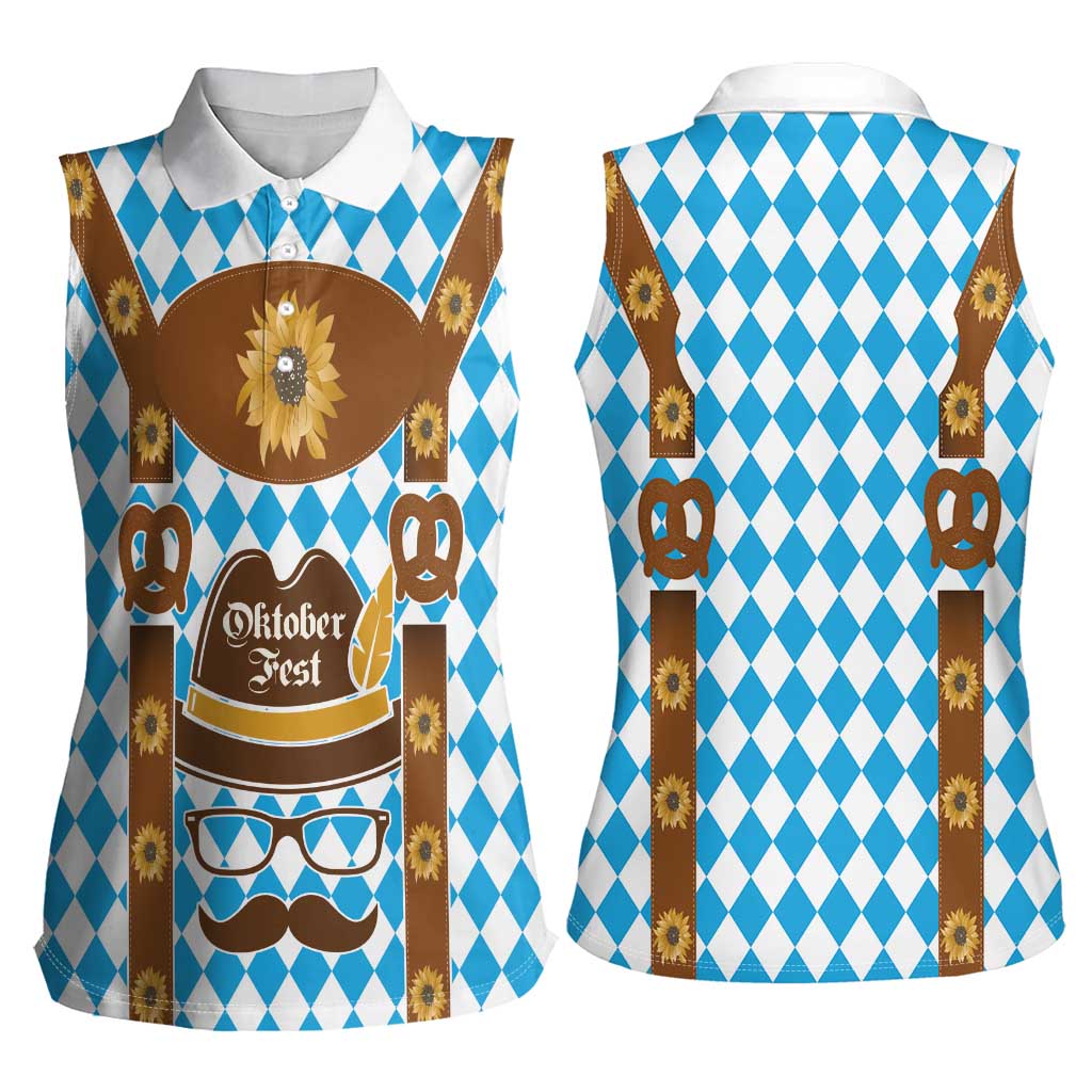 Germany Oktoberfest Women Sleeveless Polo Shirt Lederhosen Costume