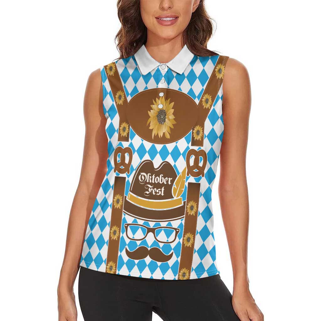 Germany Oktoberfest Women Sleeveless Polo Shirt Lederhosen Costume