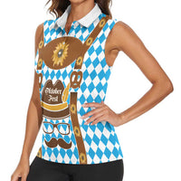 Germany Oktoberfest Women Sleeveless Polo Shirt Lederhosen Costume