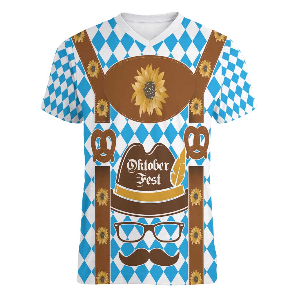 Germany Oktoberfest Women V-Neck T-Shirt Lederhosen Costume