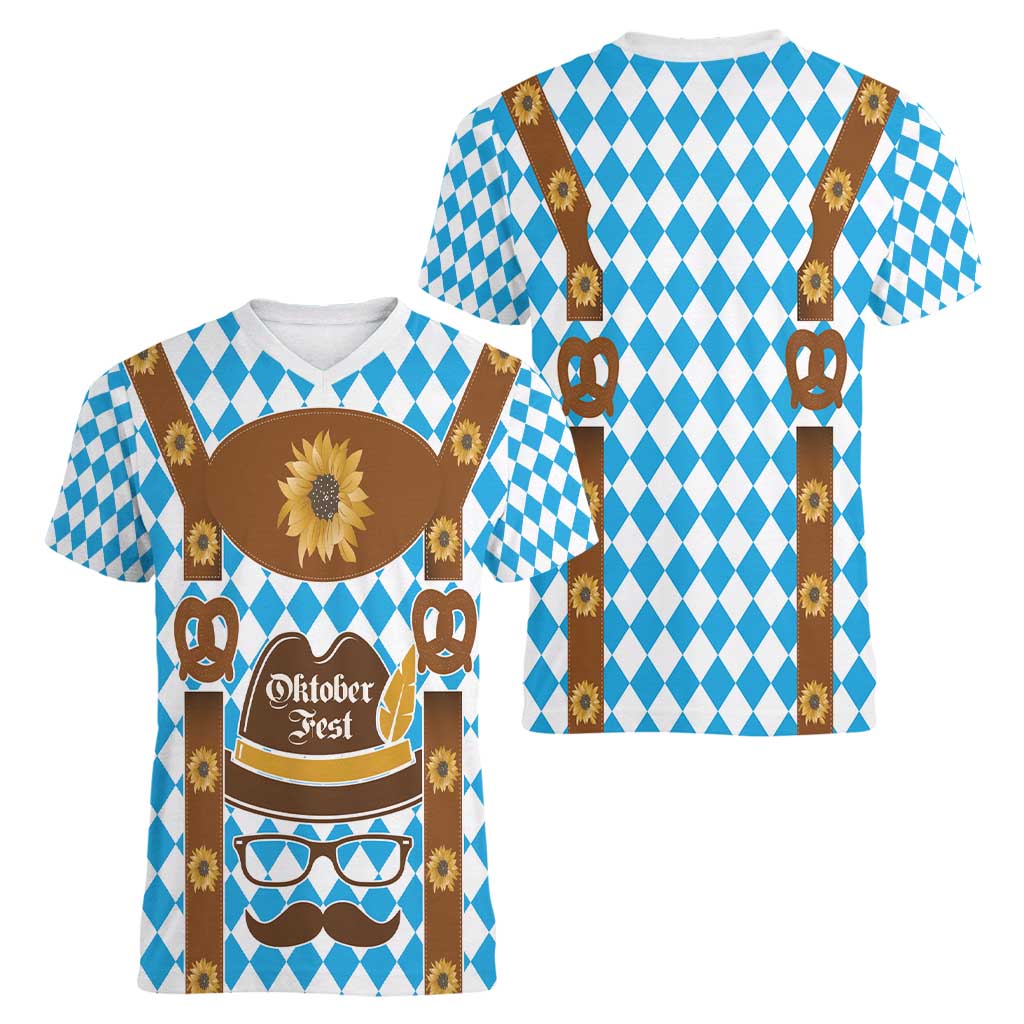 Germany Oktoberfest Women V-Neck T-Shirt Lederhosen Costume