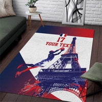 Custom France Basketball Area Rug Eiffel Tower Sporty Style