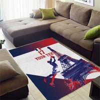 Custom France Basketball Area Rug Eiffel Tower Sporty Style