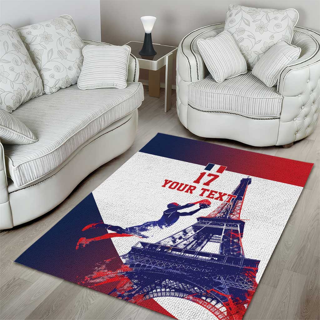 Custom France Basketball Area Rug Eiffel Tower Sporty Style