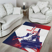 Custom France Basketball Area Rug Eiffel Tower Sporty Style
