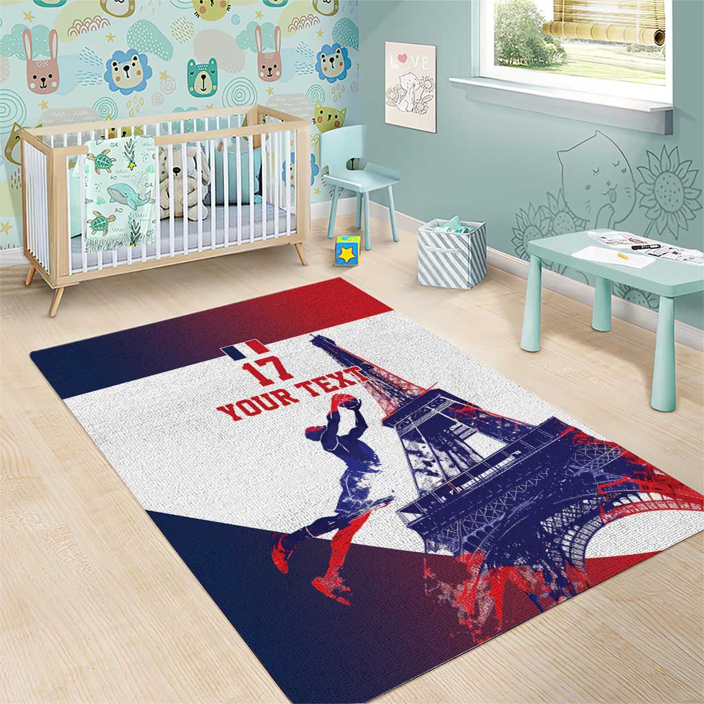 Custom France Basketball Area Rug Eiffel Tower Sporty Style