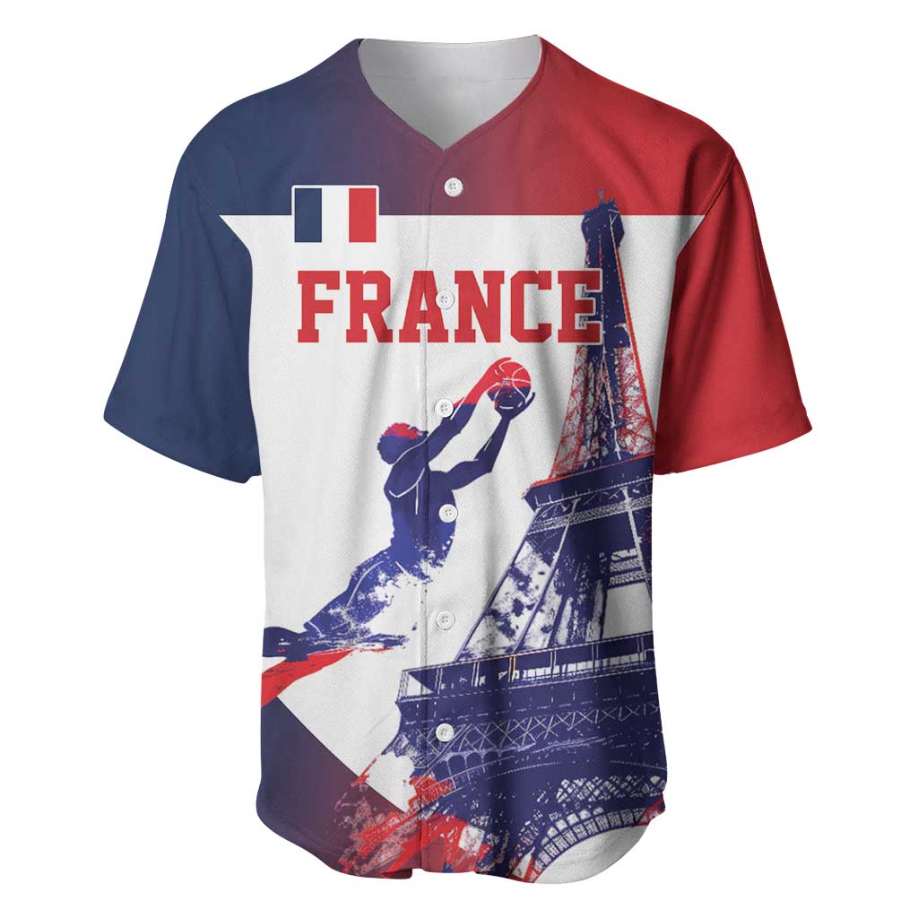 Custom France Basketball Baseball Jersey Eiffel Tower Sporty Style