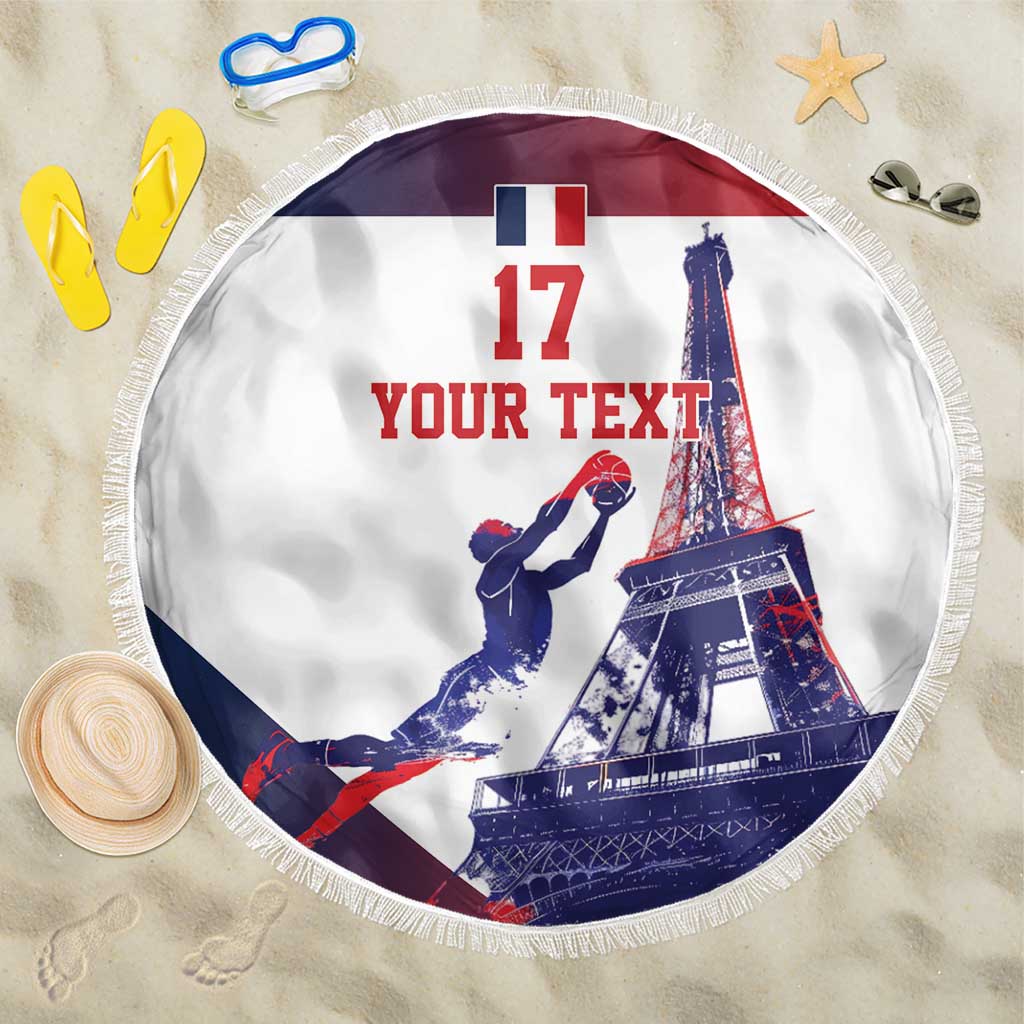 Custom France Basketball Beach Blanket Eiffel Tower Sporty Style