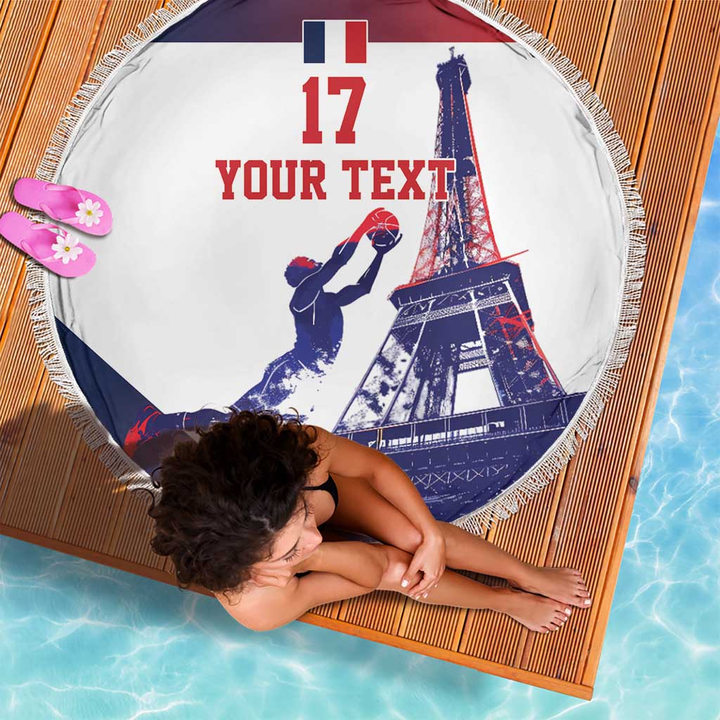 Custom France Basketball Beach Blanket Eiffel Tower Sporty Style