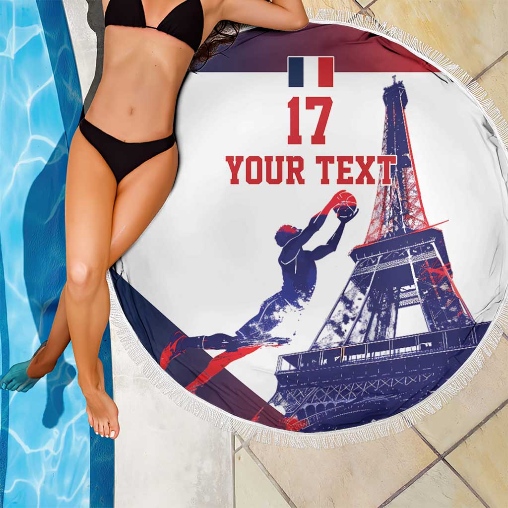 Custom France Basketball Beach Blanket Eiffel Tower Sporty Style