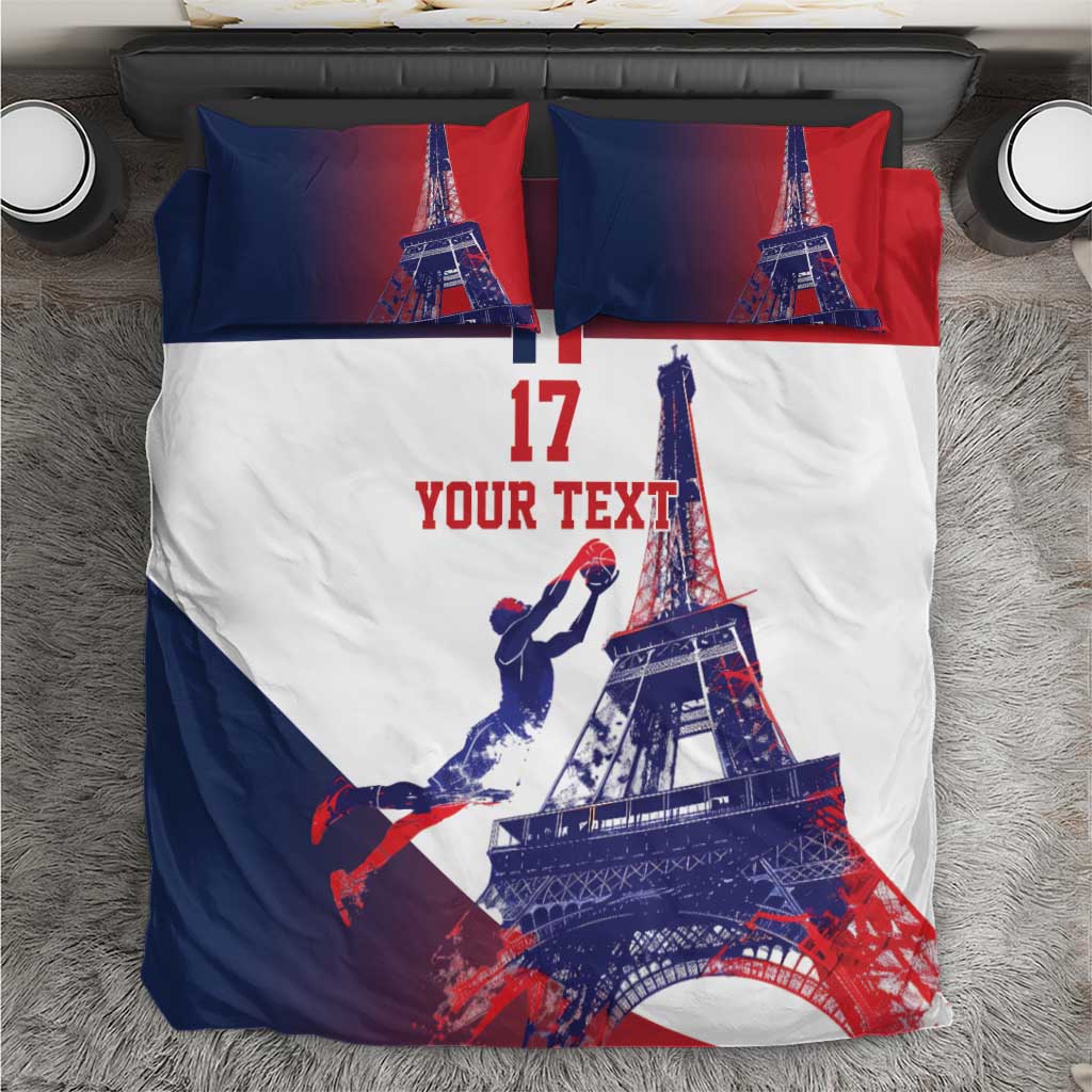 Custom France Basketball Bedding Set Eiffel Tower Sporty Style