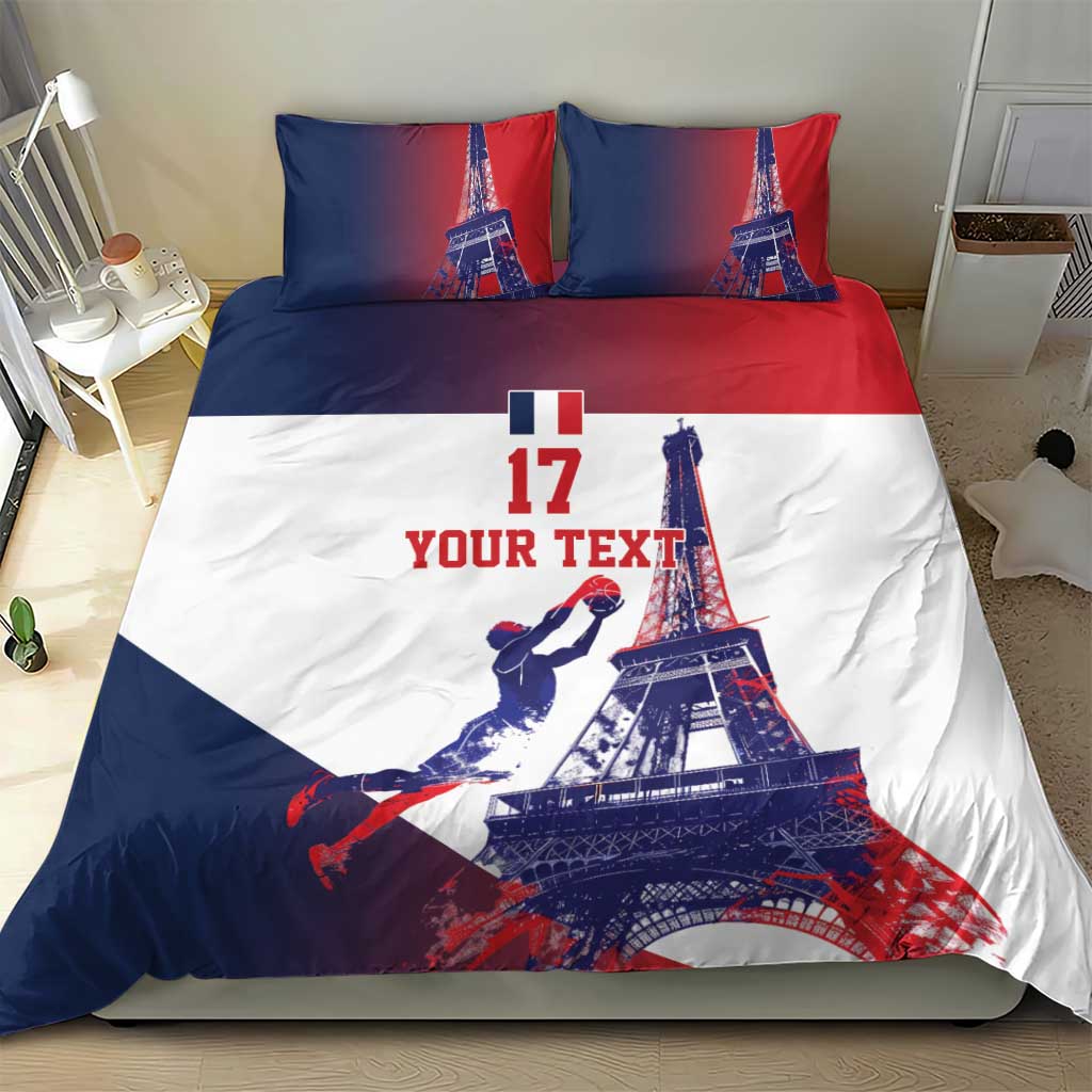 Custom France Basketball Bedding Set Eiffel Tower Sporty Style